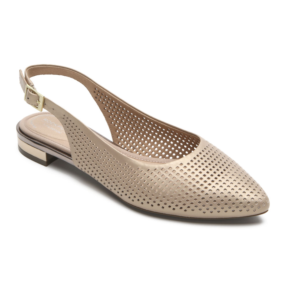 Rockport Flats For Womens Beige - Total Motion Adelyn Slingback - DK6071324